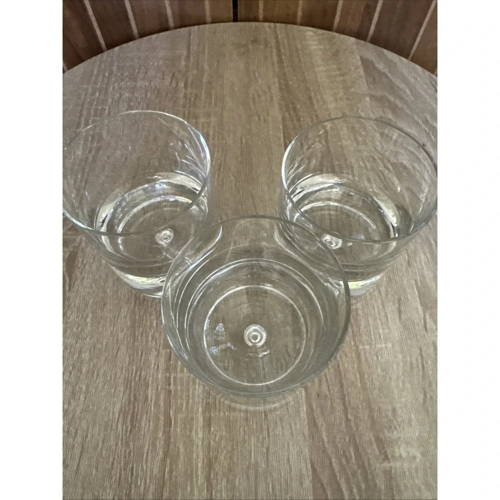 Krosno Crate & Barrel Old Fashioned Glasses Heavy Bottom Bubble Poland Set Of 3